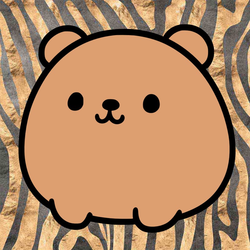 a bear drawn in a soft, rounded, and simplistic style.