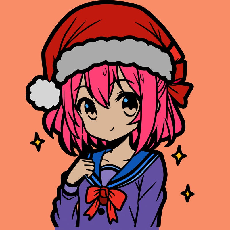 anime girl wearing a santa hat
