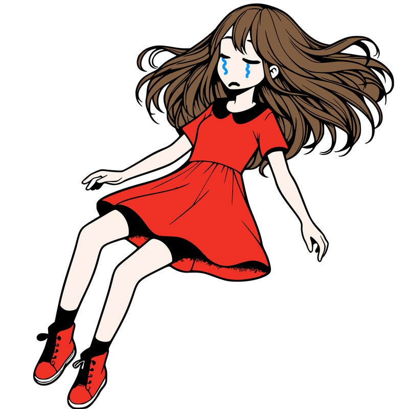 realistic girl floating