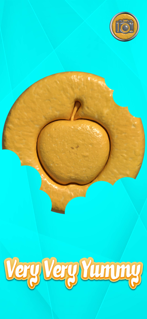 Honeycomb Candy Challenge Game - A honeycomb candy with a carved apple shape and the words Very Very Yummy