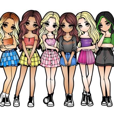 a group of girls realistic