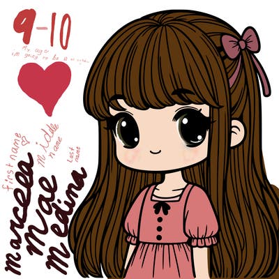 little girl with long straight brown hair and bangs
