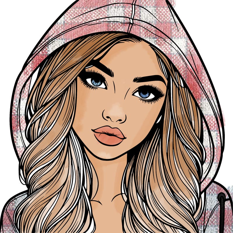 realistic beautiful girl with a hood on
