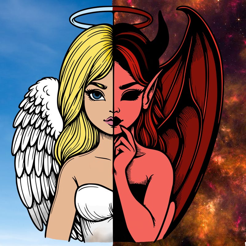 realistic angel half demon