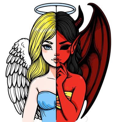 realistic angel half demon