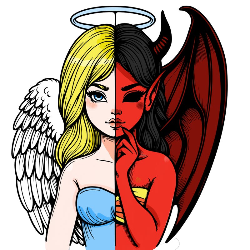 realistic angel half demon