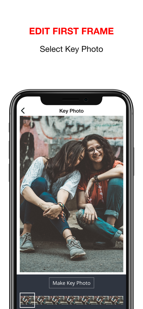 Interface for selecting a key photo frame from a video of two friends