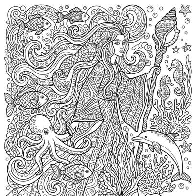 Unleash your creativity with this captivating Sea Witch Zentangle coloring page. Immerse yourself in the intricate patterns of the deep sea and bring this magical guardian to life with your colors.