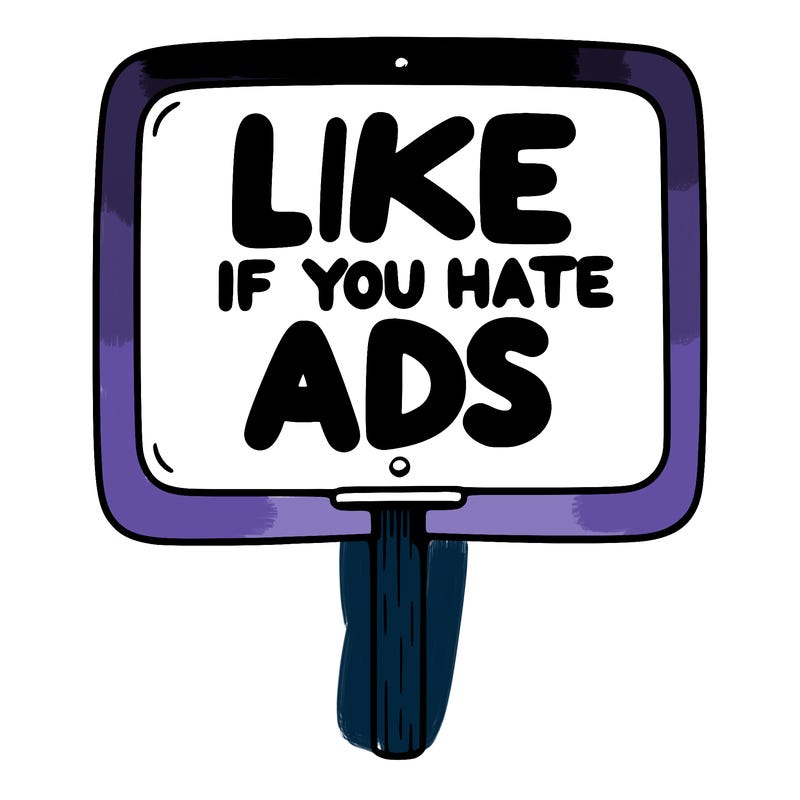 a sign that says like if you hate ads