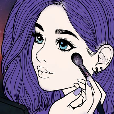 a realistic girl doing her makeup