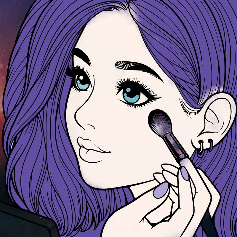 a realistic girl doing her makeup