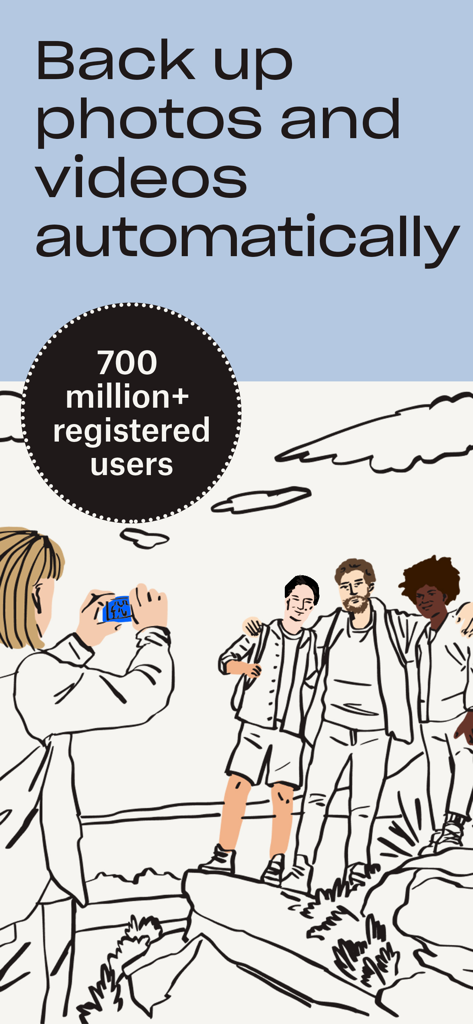 Dropbox EMM - Dropbox EMM screen showing automatic photo and video backup feature with over 700 million users