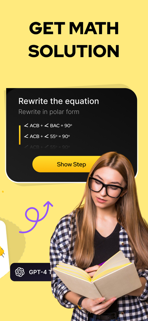 AI Math Problem Solver: MathAI - A student using MathAI app to get step by step math solutions for geometry homework