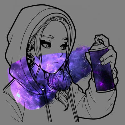 a realistic girl, spray painting