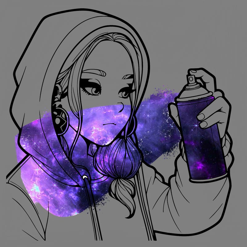 a realistic girl, spray painting