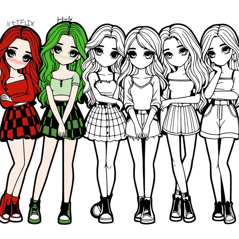 a group of girls realistic