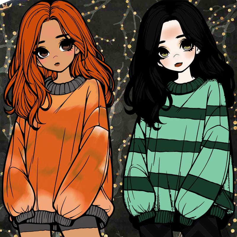 realistic girl with baggy sweater