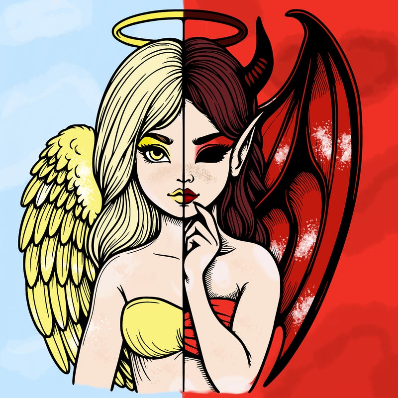 realistic angel half demon