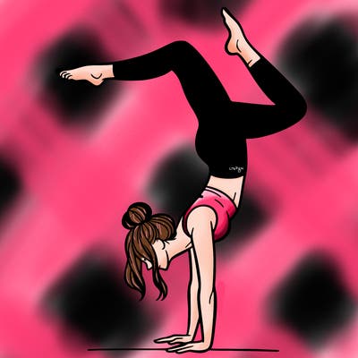 a woman doing a handstand