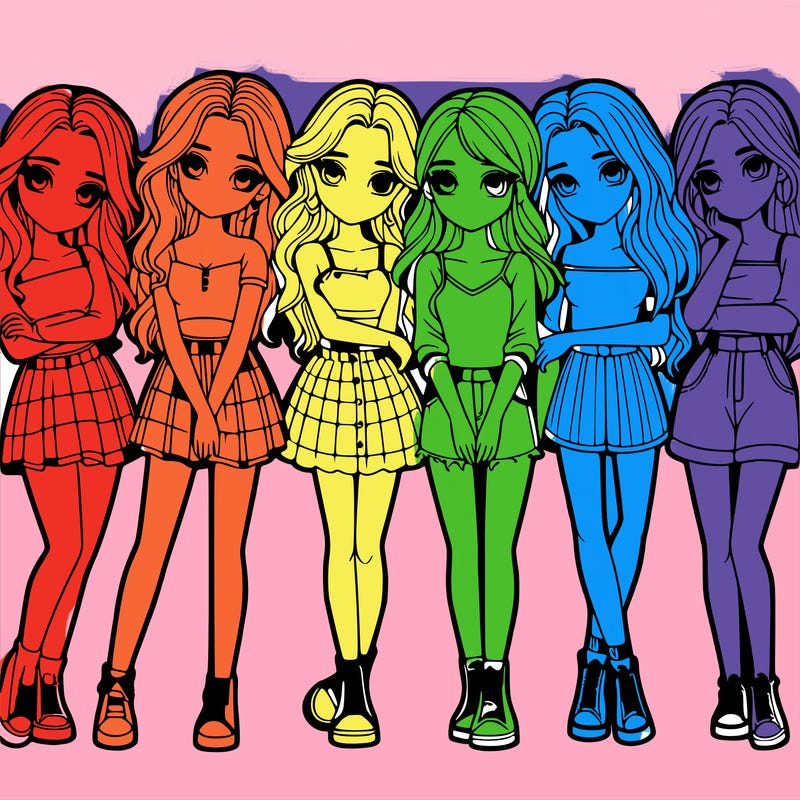 a group of girls realistic