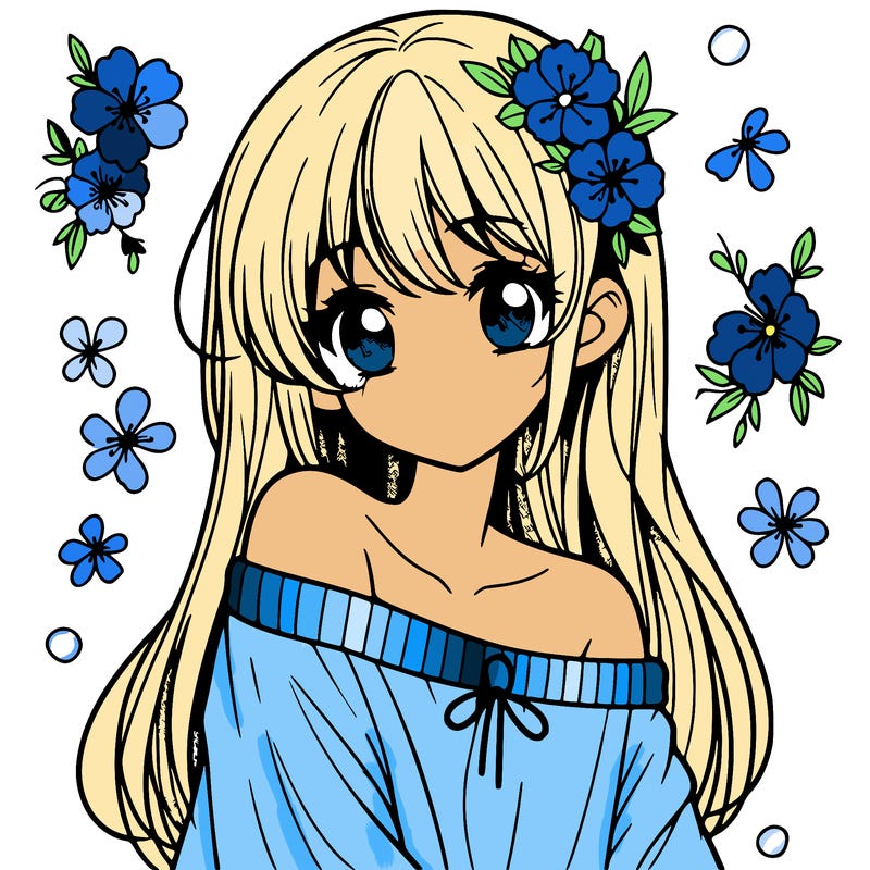 pretty anime girl with show shoulder shirt