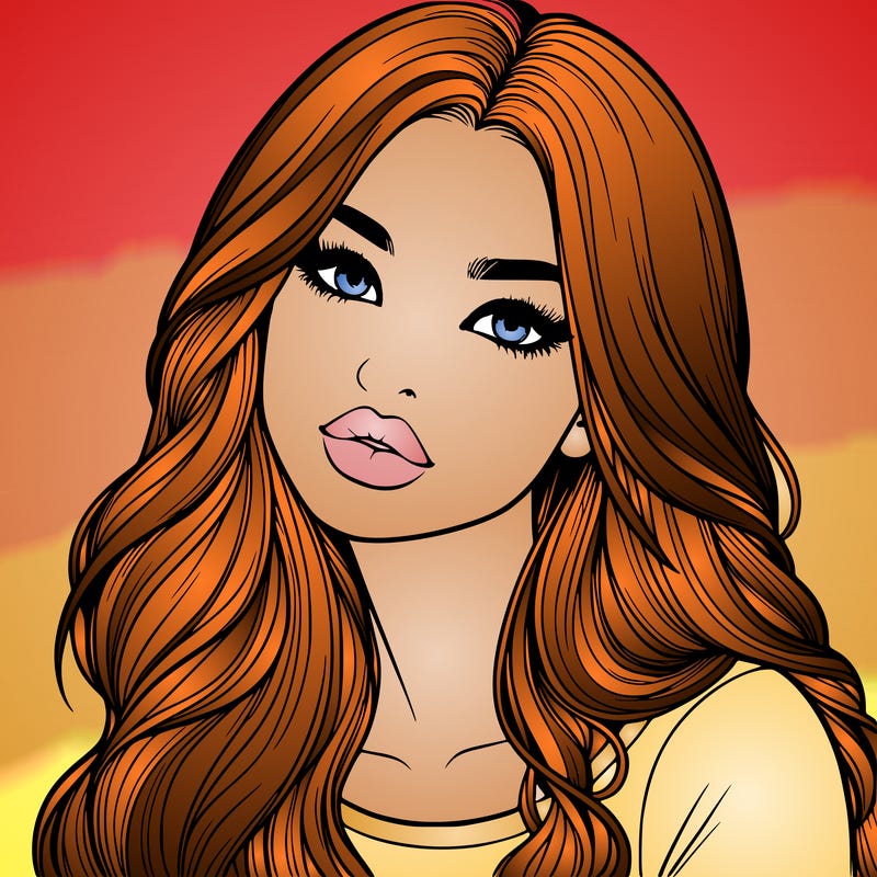 realistic girl with hair on her hair and lips