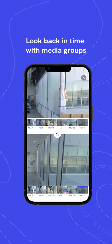 DroneDeploy Ground App - Comparación lado a lado de fotos del sitio de construcción de diferentes fechas usando la aplicación DroneDeploy Ground