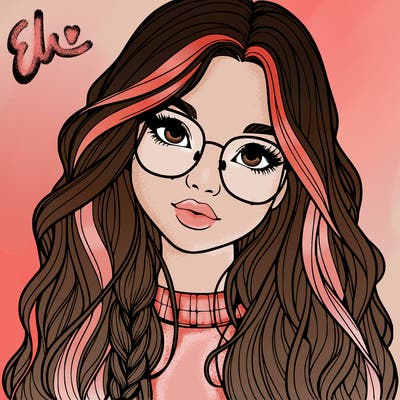 girl with long hair and freckles and glasses realistic