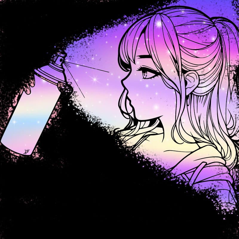 a realistic girl spray, painting