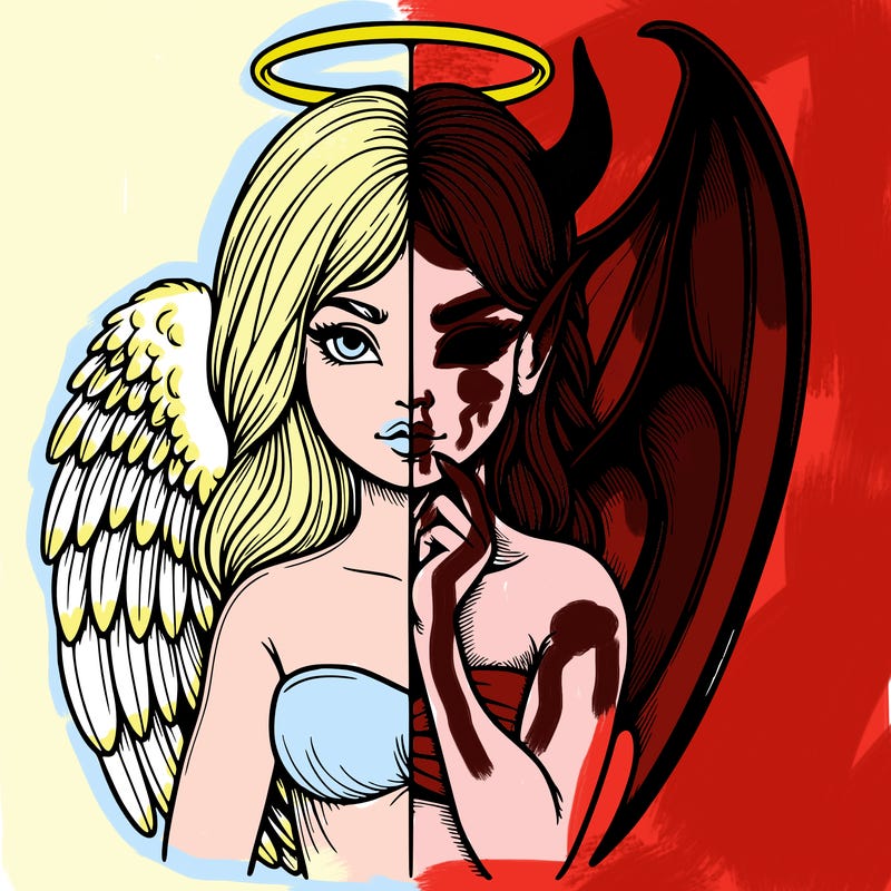 realistic angel half demon