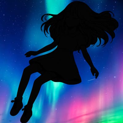 realistic girl floating