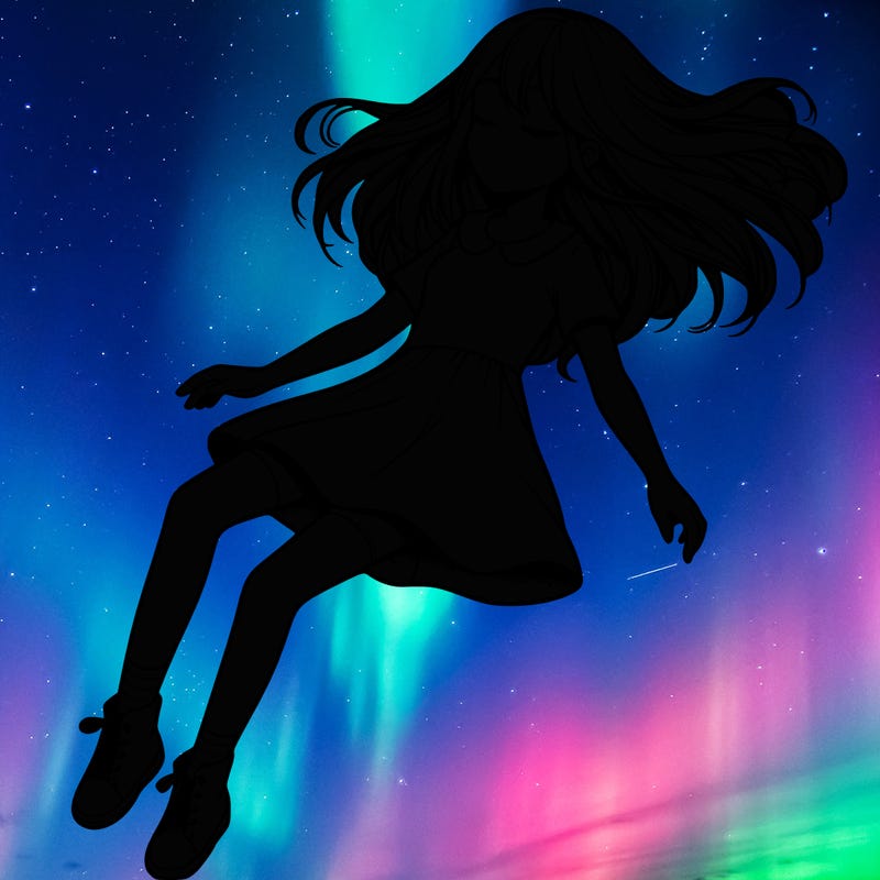 realistic girl floating