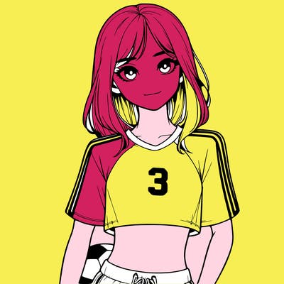 realistic girl wearing soccer jersey