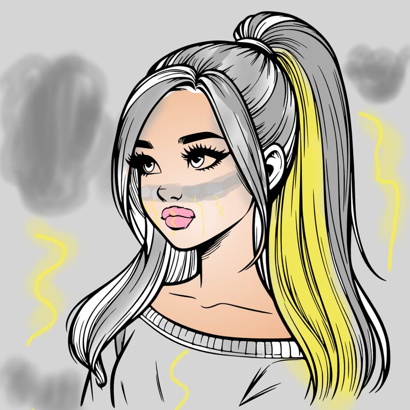 realistic girl with a high ponytail