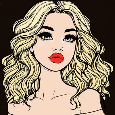 realistic girl with wavy hair and lips