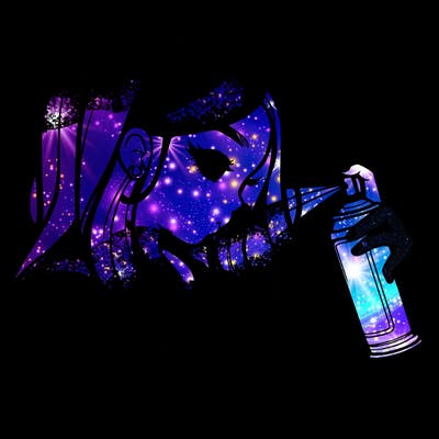 a realistic girl spray painting