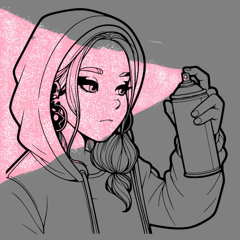 a realistic girl, spray painting