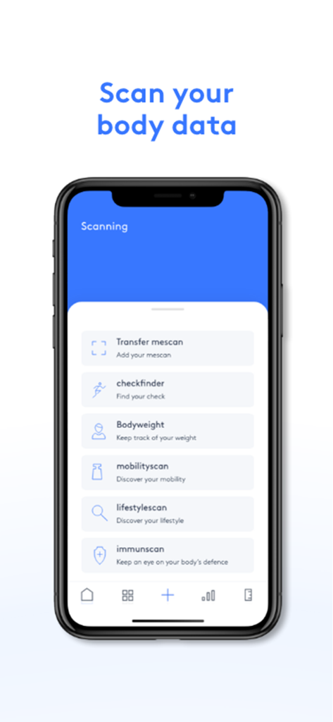 Die vicoach-App-Oberfläche zum Scannen von Körperdaten und Gesundheitsdiagnostik