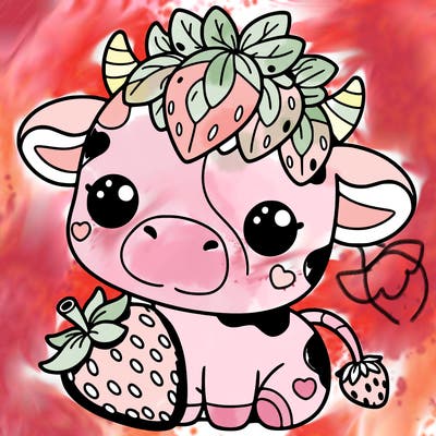 cute strawberry cow