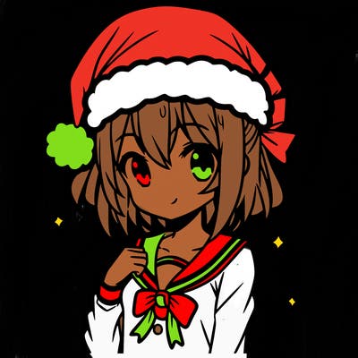 anime girl wearing a santa hat