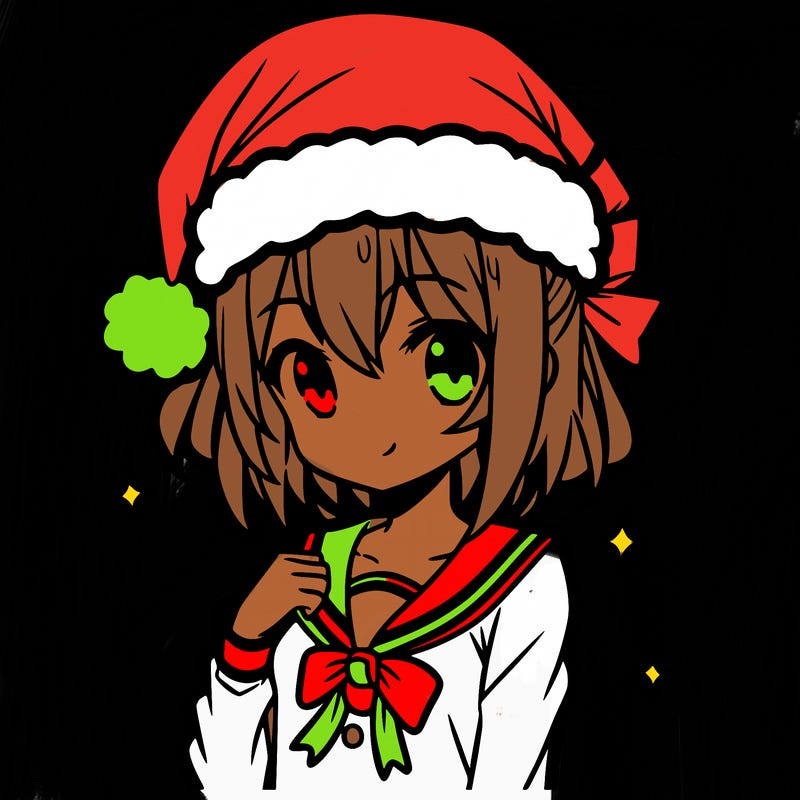 anime girl wearing a santa hat