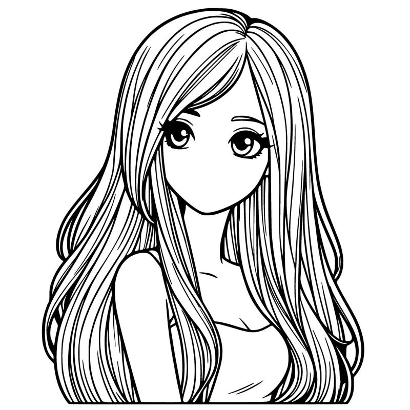 realistic girl with long hair
