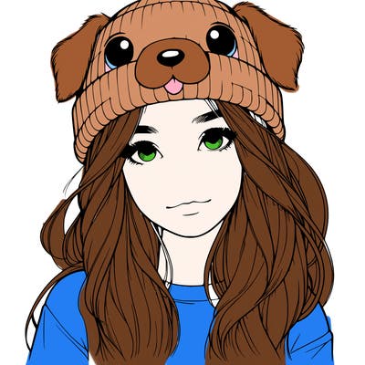 realistic girl with a dog hat