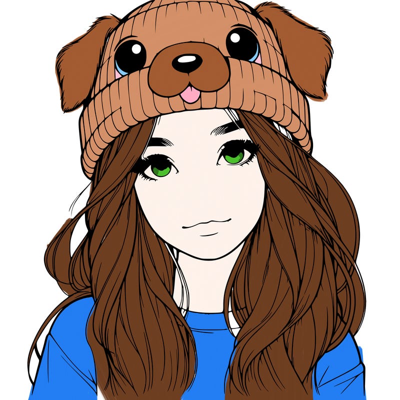 realistic girl with a dog hat