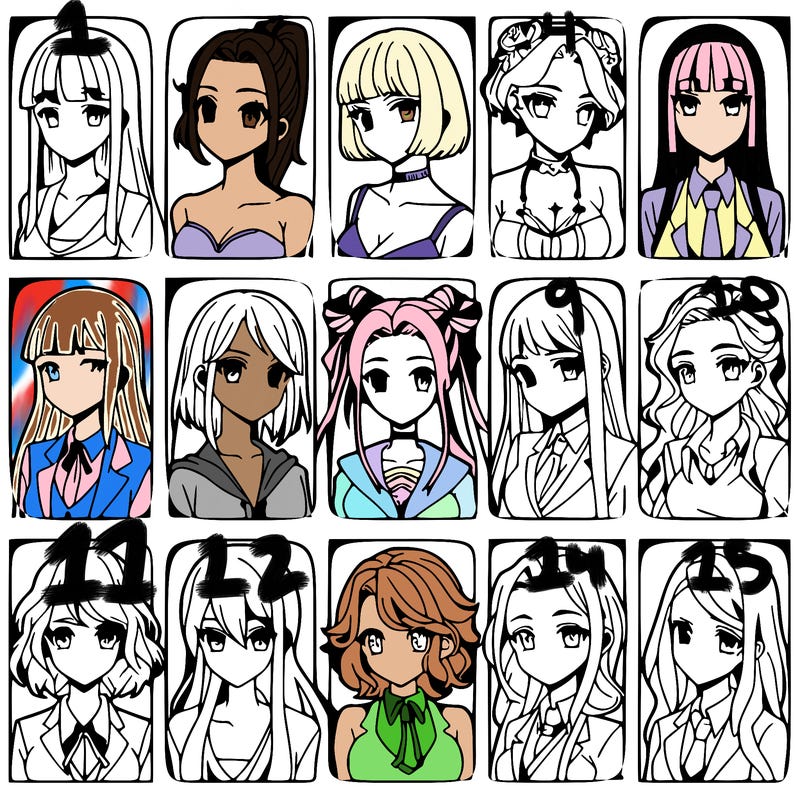 girls that look diffrent anime