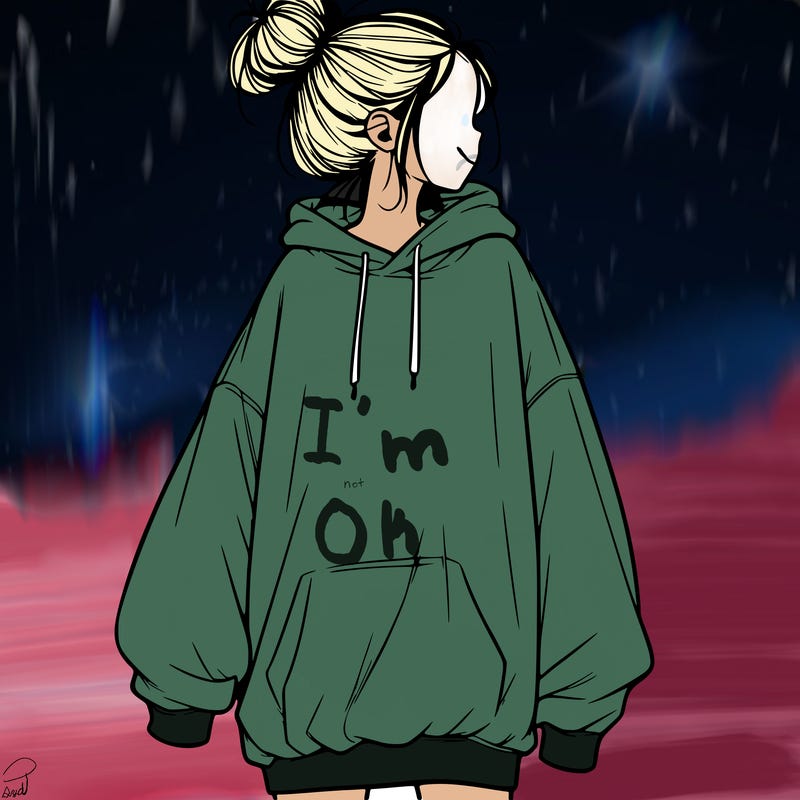 realistic girl with a oversized sweatshirt on and a bun