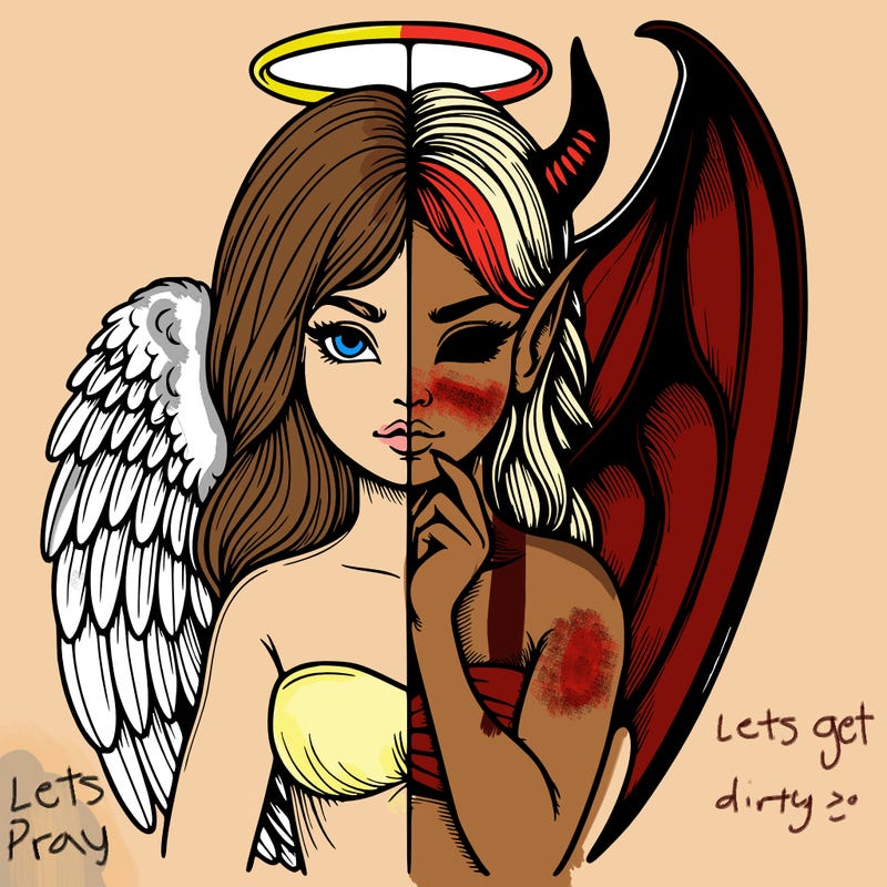 realistic angel half demon