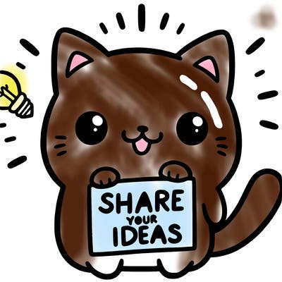 a cute cat saying share your ideas