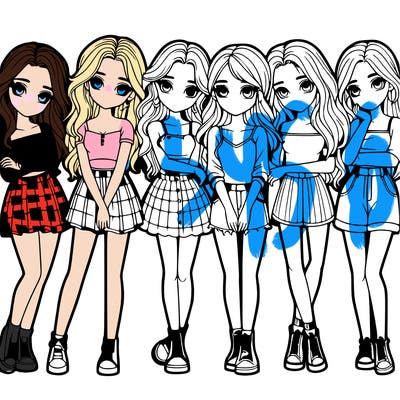 a group of girls realistic