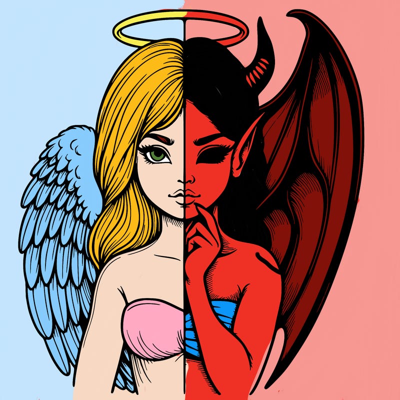 realistic angel half demon